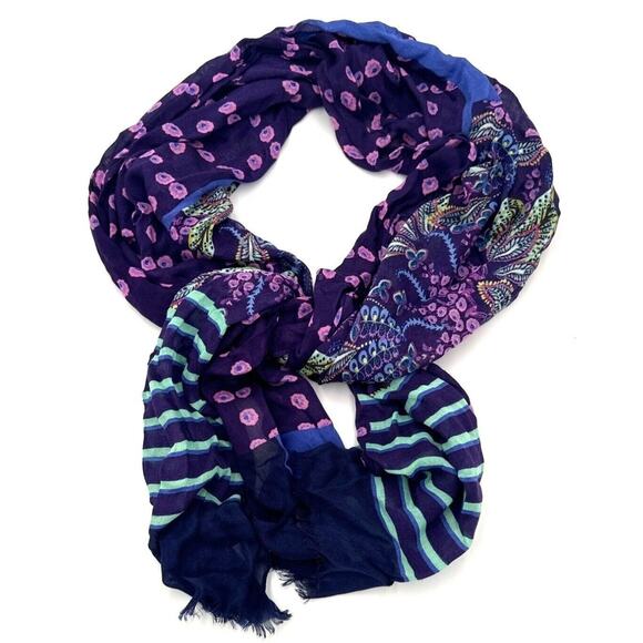 Vera Bradley Scarf Paisley Print Fringe 27X70 - Picture 1 of 6